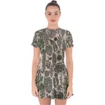 Plants Leaves Boho Botany Foliage Drop Hem Mini Chiffon Dress