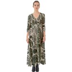 Plants Leaves Boho Botany Foliage Button Up Boho Maxi Dress
