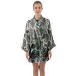 Plants Leaves Boho Botany Foliage Long Sleeve Satin Kimono