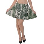 Plants Leaves Boho Botany Foliage Velvet Skater Skirt