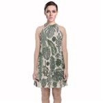 Plants Leaves Boho Botany Foliage Velvet Halter Neckline Dress 