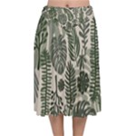 Plants Leaves Boho Botany Foliage Velvet Flared Midi Skirt
