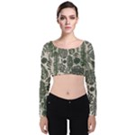 Plants Leaves Boho Botany Foliage Velvet Long Sleeve Crop Top