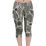 Plants Leaves Boho Botany Foliage Velvet Capri Leggings 