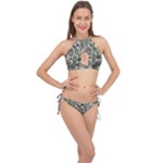 Plants Leaves Boho Botany Foliage Cross Front Halter Bikini Set