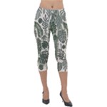 Plants Leaves Boho Botany Foliage Lightweight Velour Capri Leggings 
