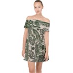 Plants Leaves Boho Botany Foliage Off Shoulder Chiffon Dress