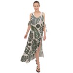 Plants Leaves Boho Botany Foliage Maxi Chiffon Cover Up Dress