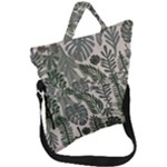 Plants Leaves Boho Botany Foliage Fold Over Handle Tote Bag