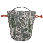 Plants Leaves Boho Botany Foliage Drawstring Bucket Bag