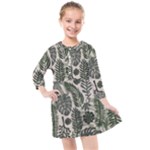 Plants Leaves Boho Botany Foliage Kids  Quarter Sleeve Shirt Dress