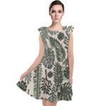Plants Leaves Boho Botany Foliage Tie Up Tunic Dress