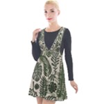 Plants Leaves Boho Botany Foliage Plunge Pinafore Velour Dress