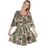 Plants Leaves Boho Botany Foliage Velour Kimono Dress