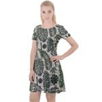 Plants Leaves Boho Botany Foliage Cap Sleeve Velour Dress 