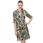 Plants Leaves Boho Botany Foliage Long Sleeve Mini Shirt Dress