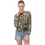 Plants Leaves Boho Botany Foliage Banded Bottom Chiffon Top