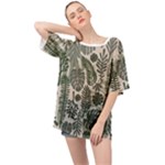 Plants Leaves Boho Botany Foliage Oversized Chiffon Top