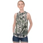 Plants Leaves Boho Botany Foliage High Neck Satin Top