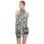 Plants Leaves Boho Botany Foliage Halter Asymmetric Satin Top