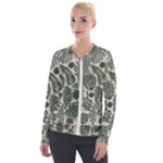 Plants Leaves Boho Botany Foliage Velvet Zip Up Jacket
