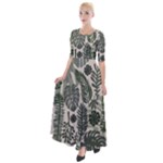 Plants Leaves Boho Botany Foliage Half Sleeves Maxi Dress