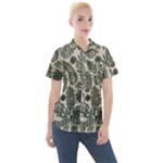 Plants Leaves Boho Botany Foliage Women s Short Sleeve Pocket Shirt