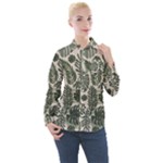 Plants Leaves Boho Botany Foliage Women s Long Sleeve Pocket Shirt