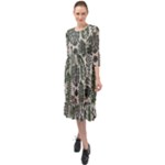 Plants Leaves Boho Botany Foliage Ruffle End Midi Chiffon Dress