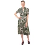 Plants Leaves Boho Botany Foliage Keyhole Neckline Chiffon Dress