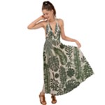 Plants Leaves Boho Botany Foliage Backless Maxi Beach Dress