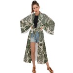 Plants Leaves Boho Botany Foliage Maxi Kimono