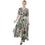 Plants Leaves Boho Botany Foliage Waist Tie Boho Maxi Dress