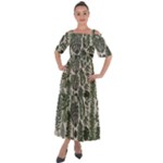 Plants Leaves Boho Botany Foliage Shoulder Straps Boho Maxi Dress 