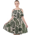 Plants Leaves Boho Botany Foliage Cut Out Shoulders Chiffon Dress
