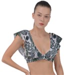 Plants Leaves Boho Botany Foliage Plunge Frill Sleeve Bikini Top