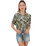 Plants Leaves Boho Botany Foliage Tie Front Shirt 