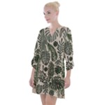 Plants Leaves Boho Botany Foliage Open Neck Shift Dress