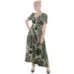 Plants Leaves Boho Botany Foliage Button Up Short Sleeve Maxi Dress
