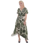 Plants Leaves Boho Botany Foliage Cross Front Sharkbite Hem Maxi Dress