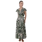 Plants Leaves Boho Botany Foliage Flutter Sleeve Maxi Dress