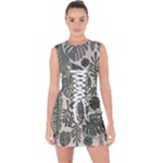 Plants Leaves Boho Botany Foliage Lace Up Front Bodycon Dress