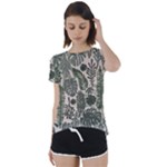 Plants Leaves Boho Botany Foliage Short Sleeve Open Back T-Shirt