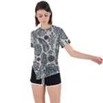 Plants Leaves Boho Botany Foliage Asymmetrical Short Sleeve Sports T-Shirt
