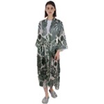 Plants Leaves Boho Botany Foliage Maxi Satin Kimono