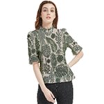 Plants Leaves Boho Botany Foliage Frill Neck Blouse