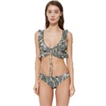 Plants Leaves Boho Botany Foliage Low Cut Ruffle Edge Bikini Set