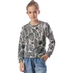 Plants Leaves Boho Botany Foliage Kids  Long Sleeve T-Shirt with Frill 
