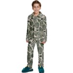 Plants Leaves Boho Botany Foliage Kids  Long Sleeve Velvet Pajamas Set