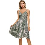Plants Leaves Boho Botany Foliage Sleeveless Tie Front Chiffon Dress